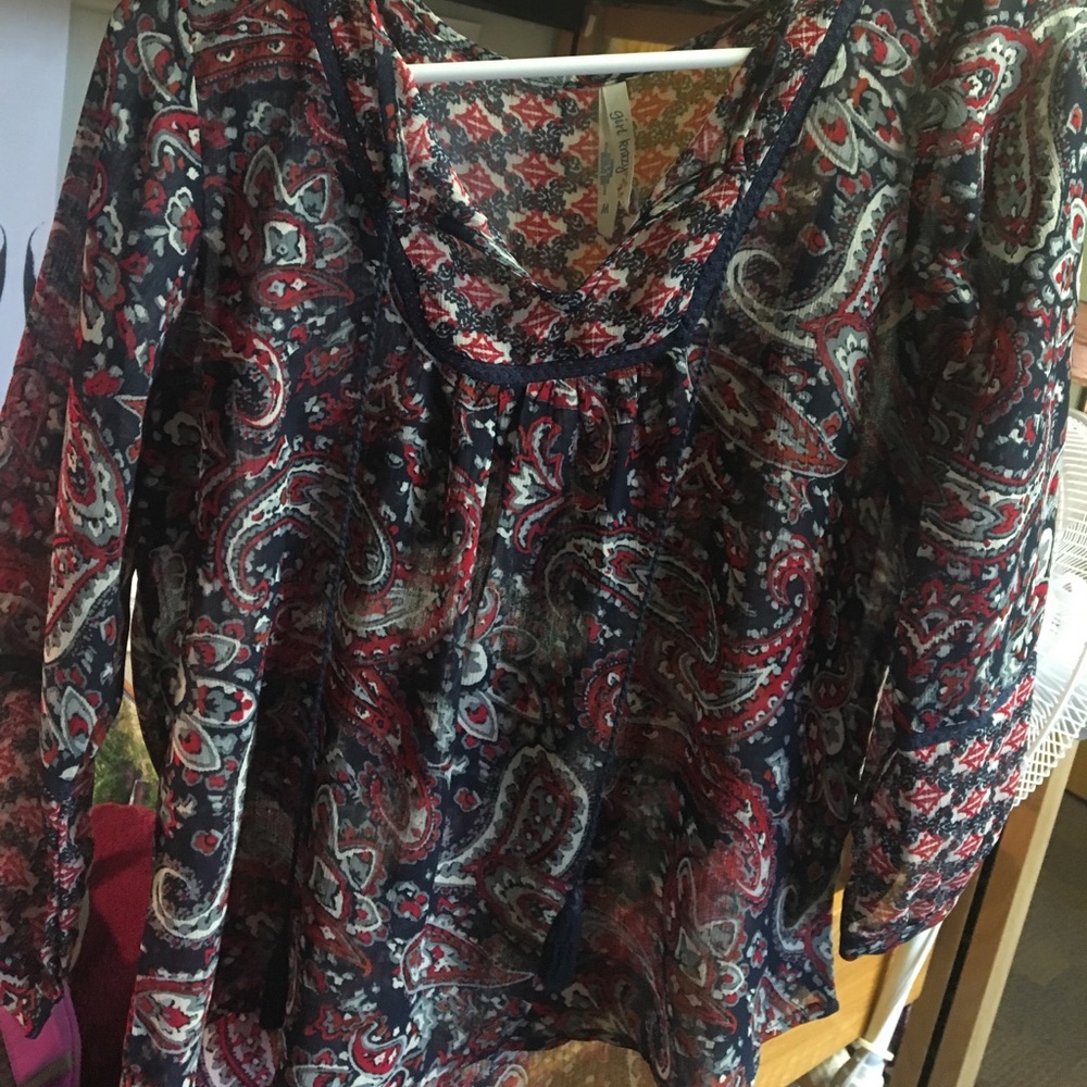 Red, white, and blue blouse