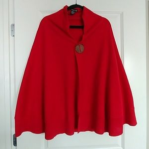 Red sweater poncho