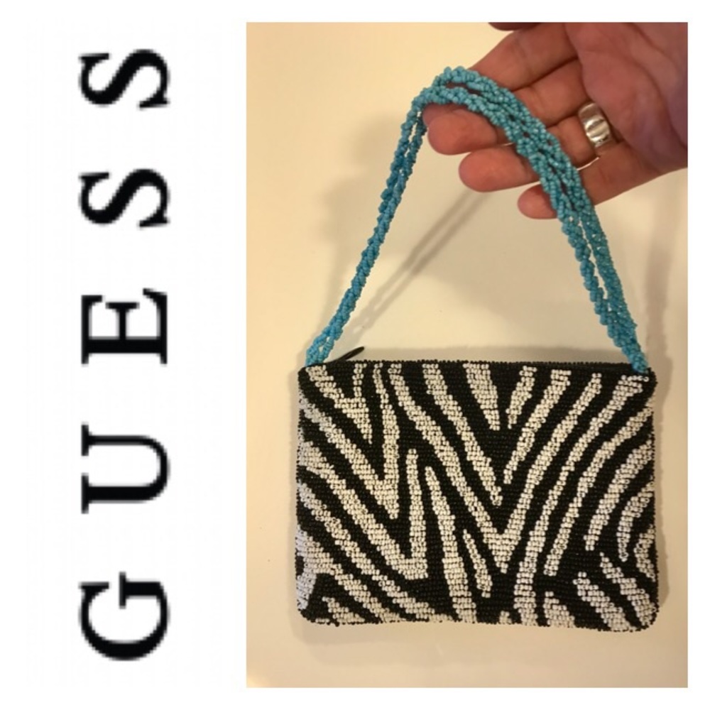 Guess Collection black/white Zebra clutch
