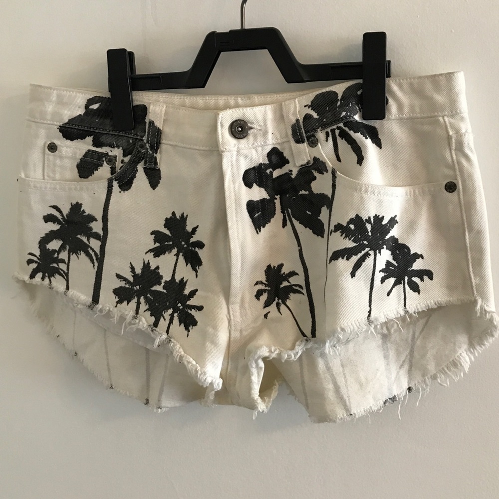 Palm Tree jean shorts