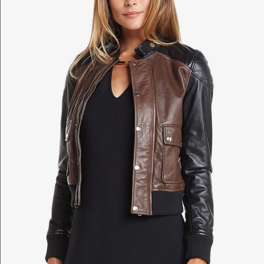 ❌FINAL SALE❌Black and brown leather/ Moto jacket