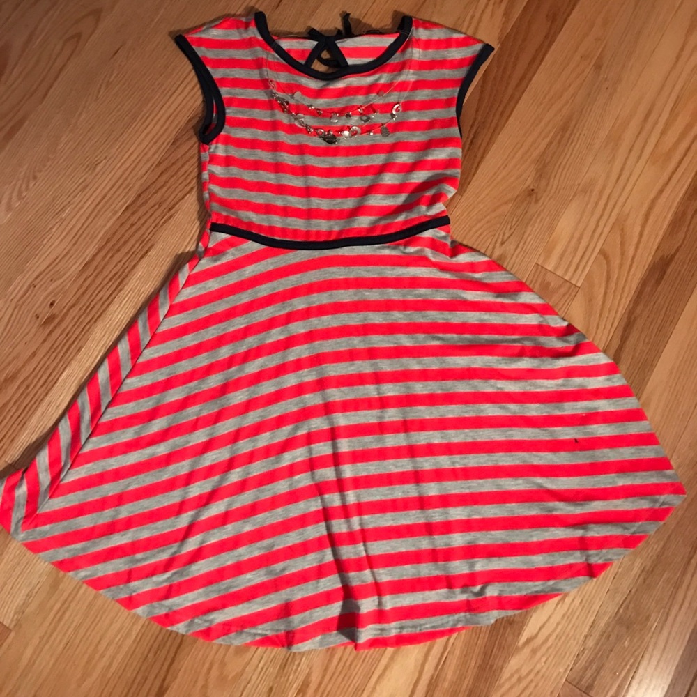 Pink and gray striped dress