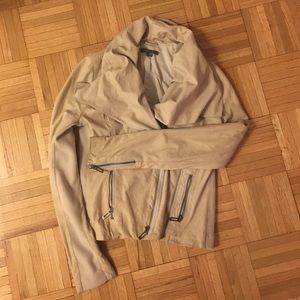 Beige Leather Vince Jacket