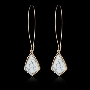 10k Gold Plated Faux Stone Drop Earrings