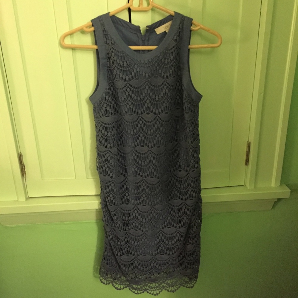 LOFT loose-fitting blue lace dress