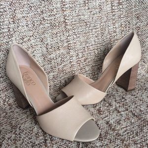 Nude open toe leather sandal