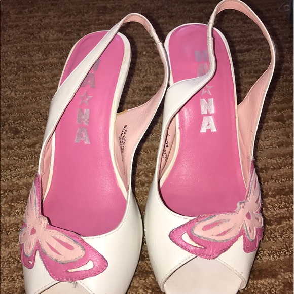 White and pink peeptoe slides - Picture 3 of 6