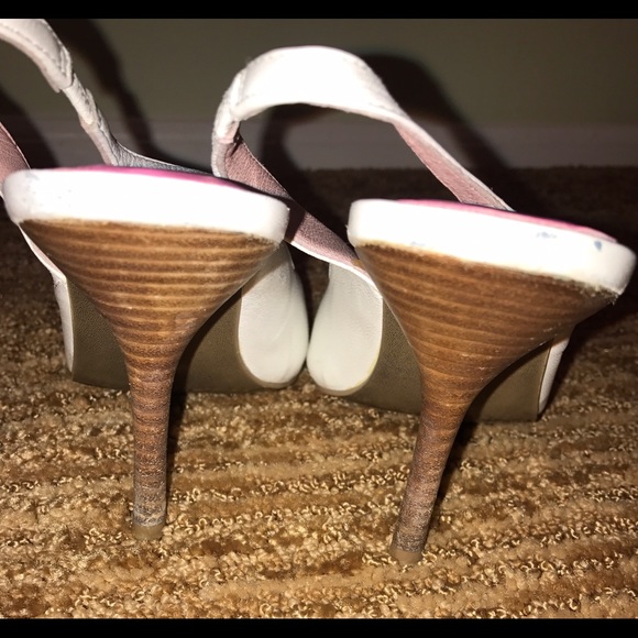 White and pink peeptoe slides - Picture 5 of 6