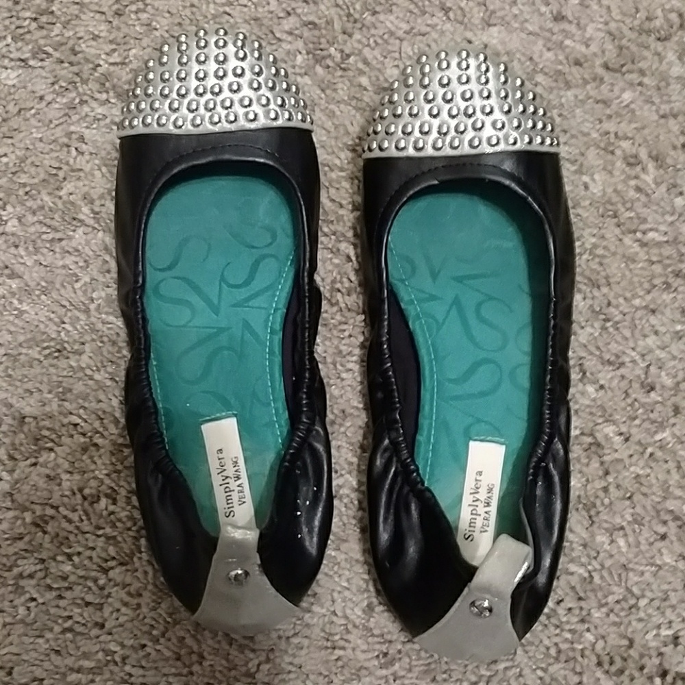 Black flats with silver studs