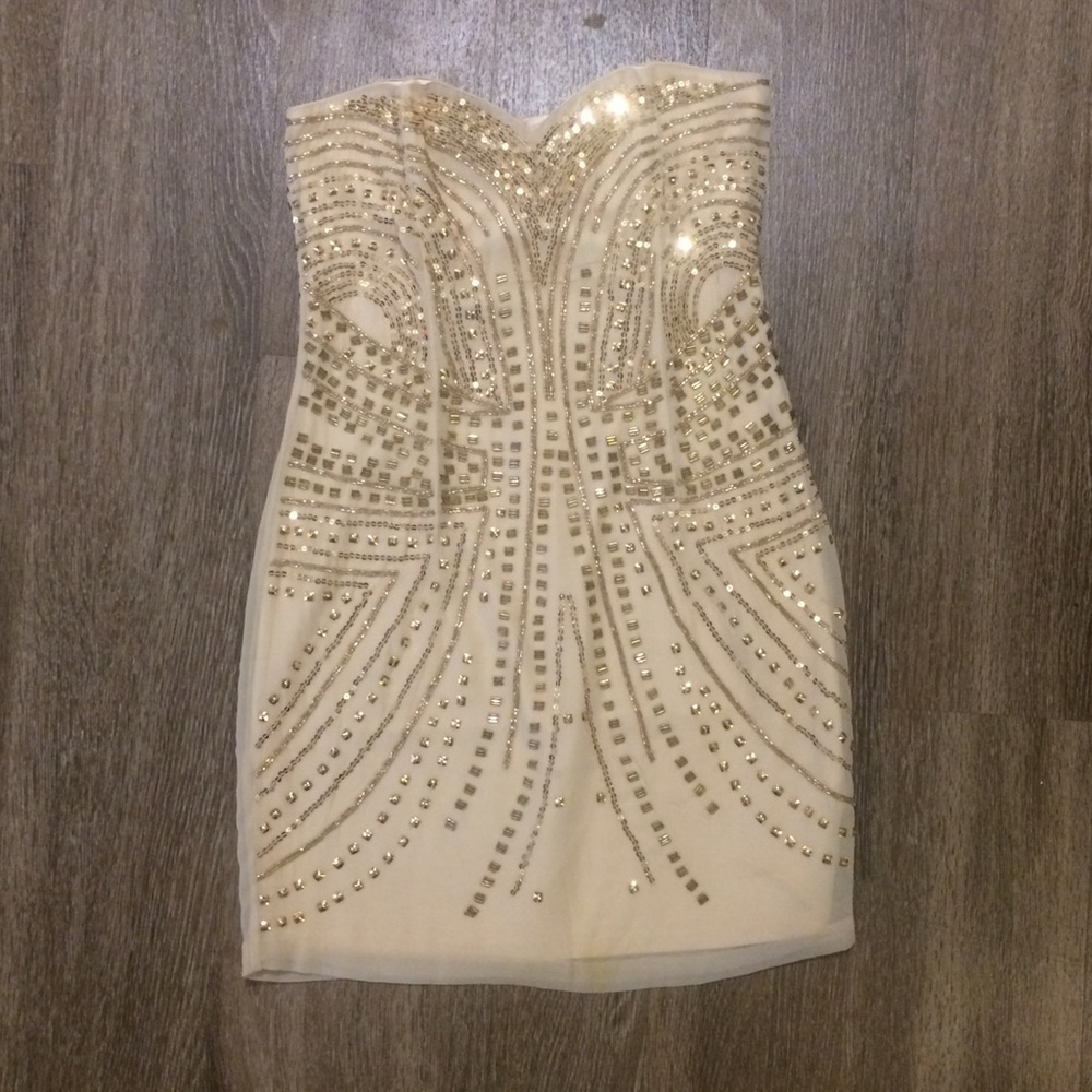 H&M Cream Sequin Minidress Size 6