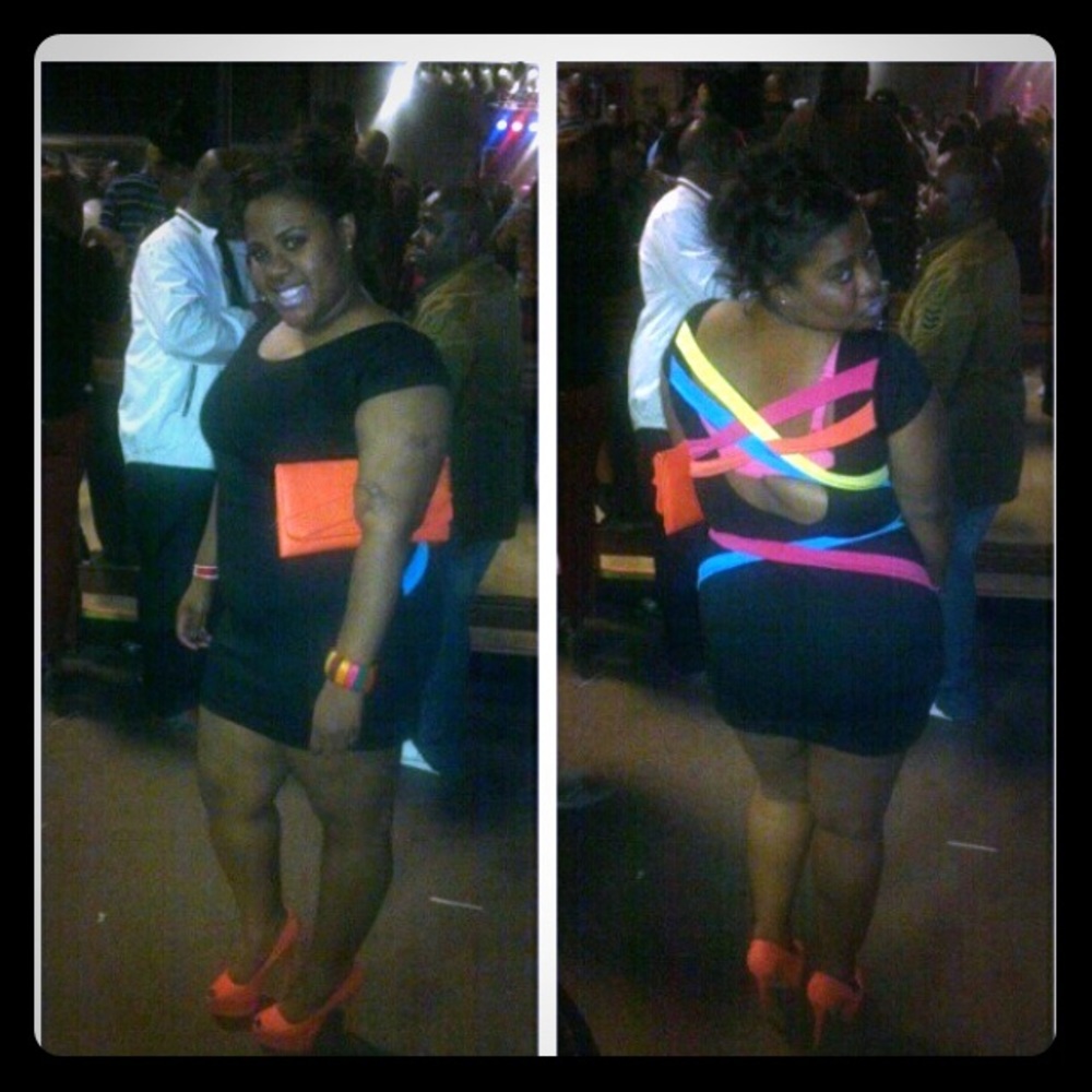 Little black dress with colorful straps