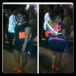 Little black dress with colorful straps