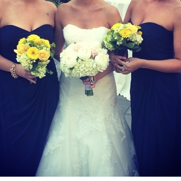 Bill Levkoff Bridesmaid Dress RN #82955 Navy Blue - Picture 4 of 5