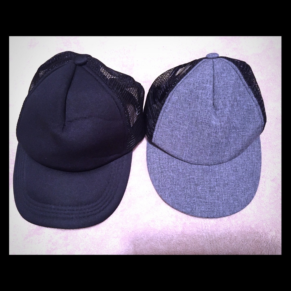 Black and Grey Foam Mesh Trucker Hats. BOGO