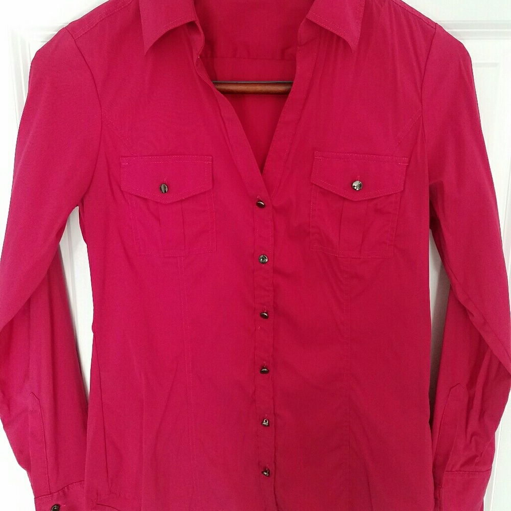 Express Fitted Magenta Button Down