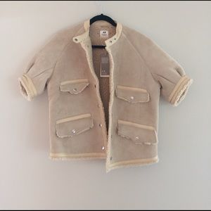 H&M Studio A/W 2016 leather sleeve tan Jacket XS