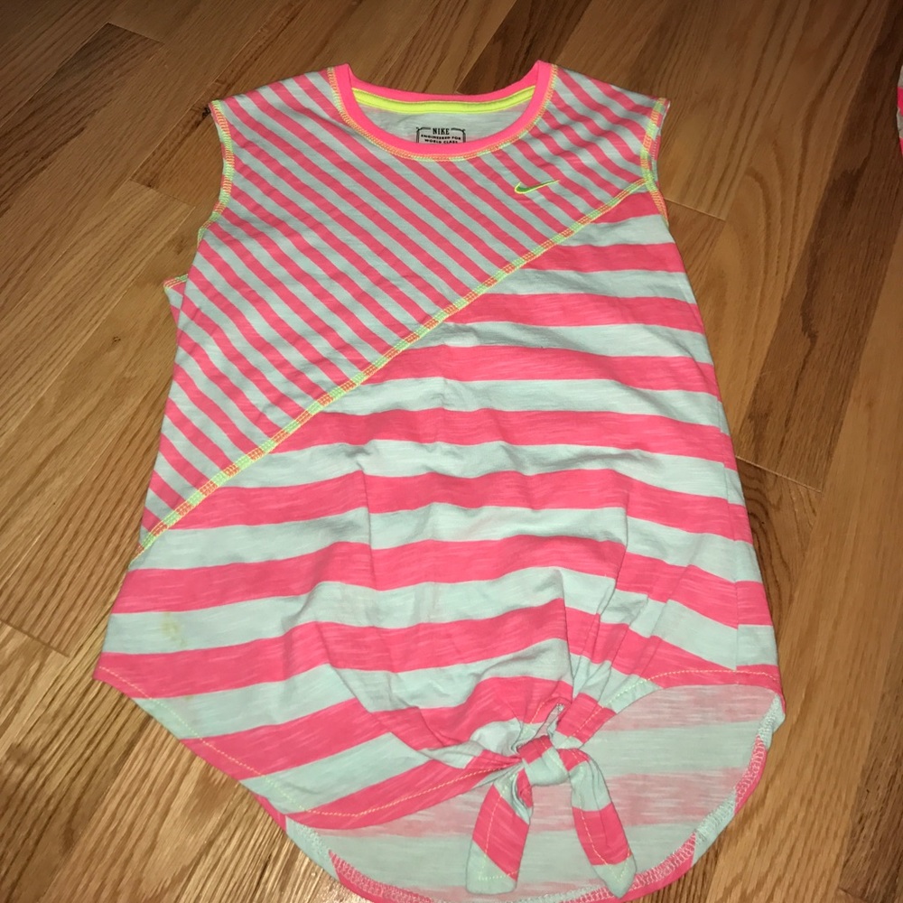 Lime green and pink striped girls muscle tee!