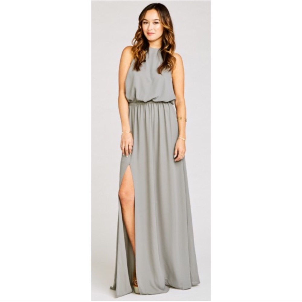 Heather Halter Dress Soft Charcoal Crisp with belt