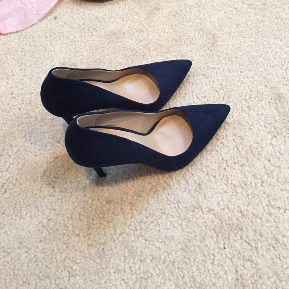 Blue suede heels