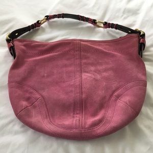 Coach pink suede hand bag