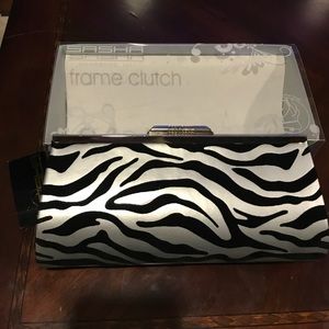 Zebra print clutch bag