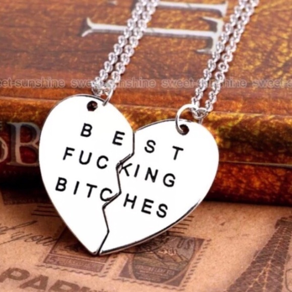 💎 Silver Best F***ing Bitches Necklace Set of 2 - Picture 2 of 8