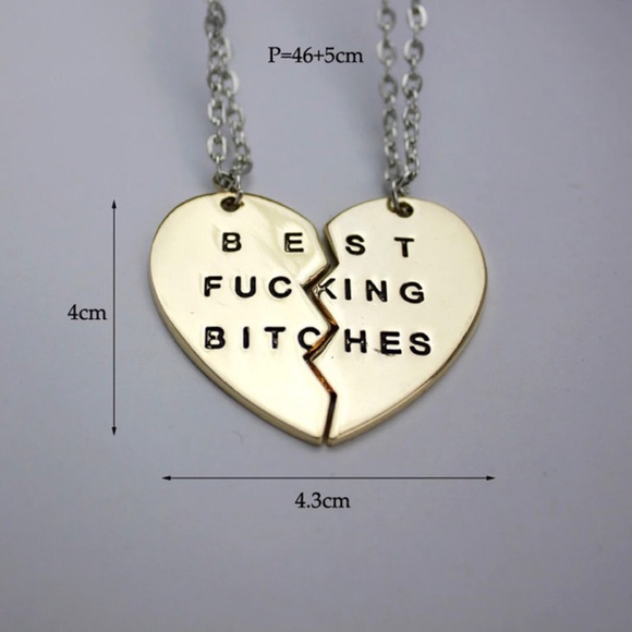 💎 Silver Best F***ing Bitches Necklace Set of 2 - Picture 3 of 8