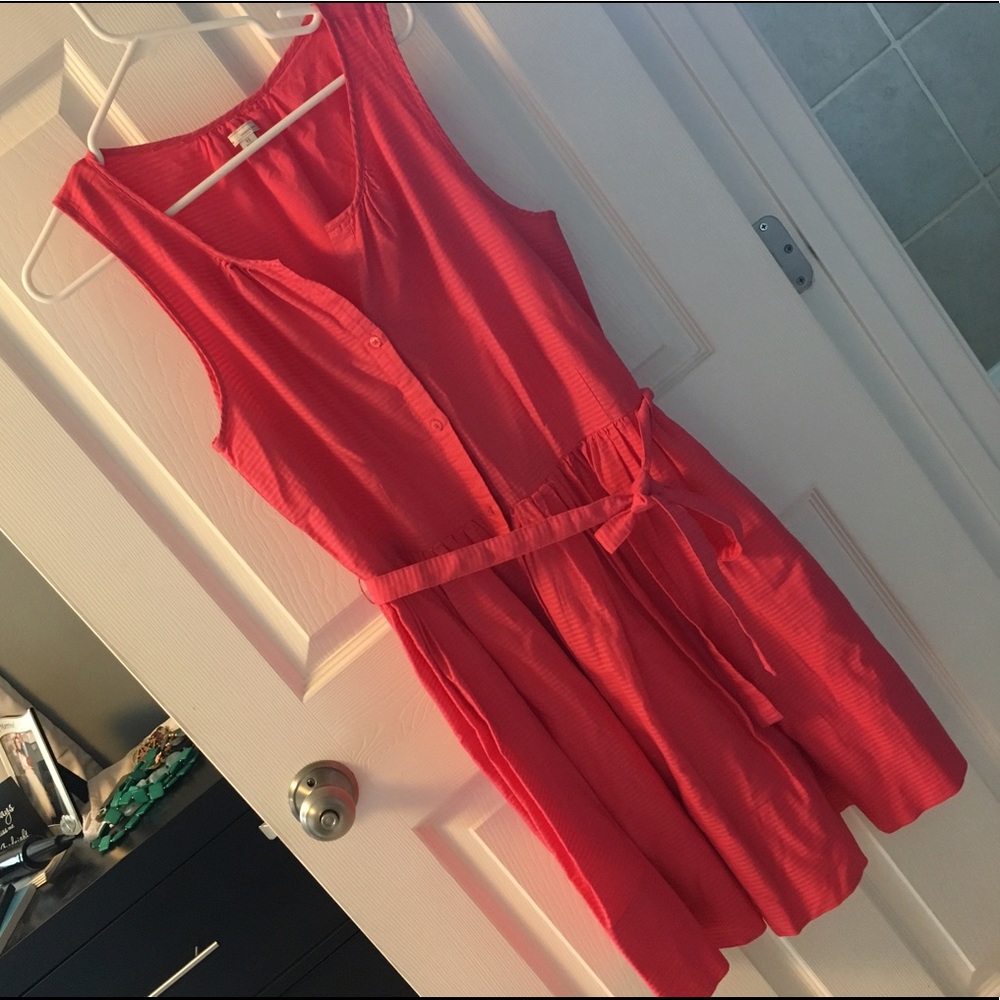 Coral button down sun dress