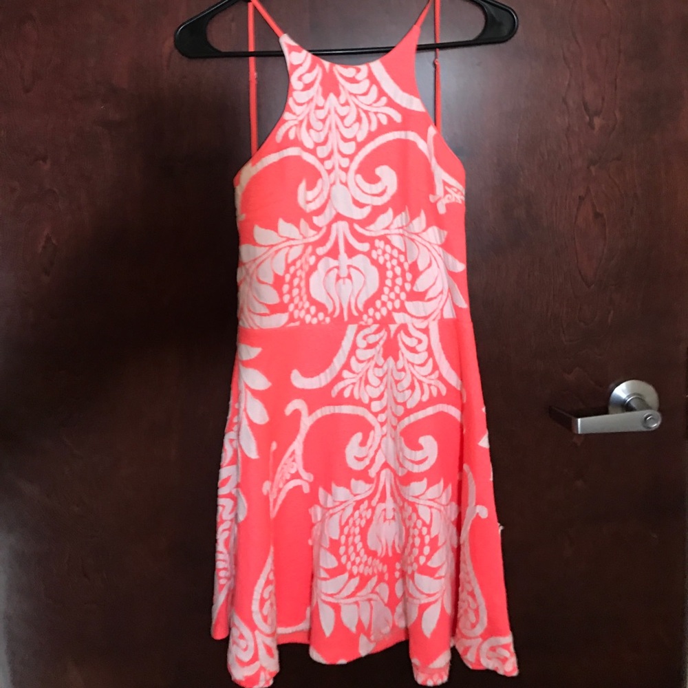 Bright pink skater dress