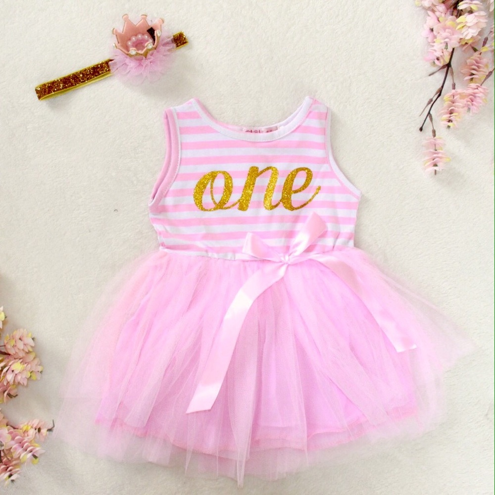 First Birthday dress and crown set