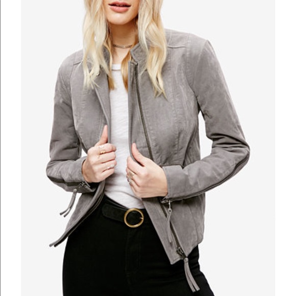 Free People Jackets & Blazers - Free People Vegan Faux Leather Moto Jacket Gray
