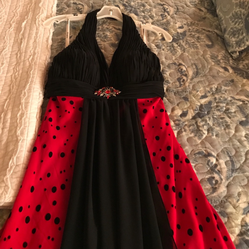 Black and red formal dress.