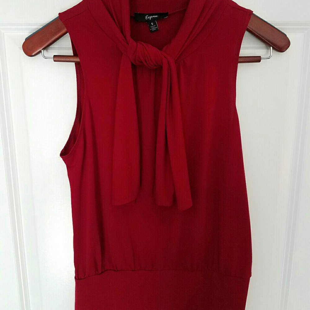 Express Tie-neck, Red Blouse
