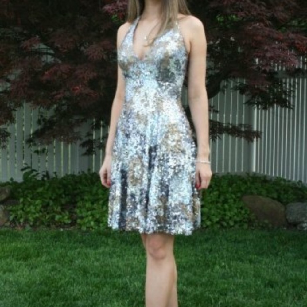 Alfred Angelo Metallic Sequin Prom Dress