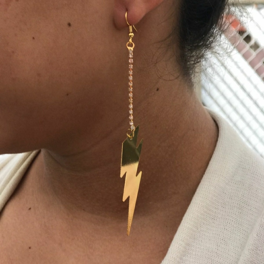 Gold lightning bolt ?? dangling earrings
