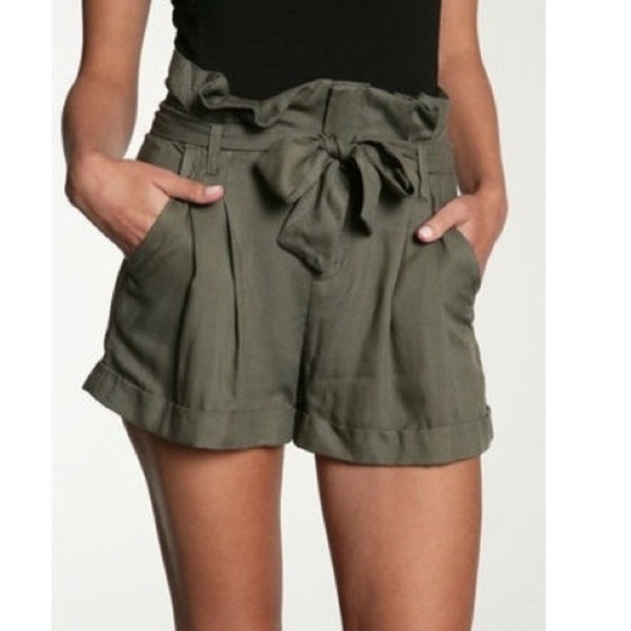 Sparkle & Fade Pants - Sparkle & fade army green high waisted shorts