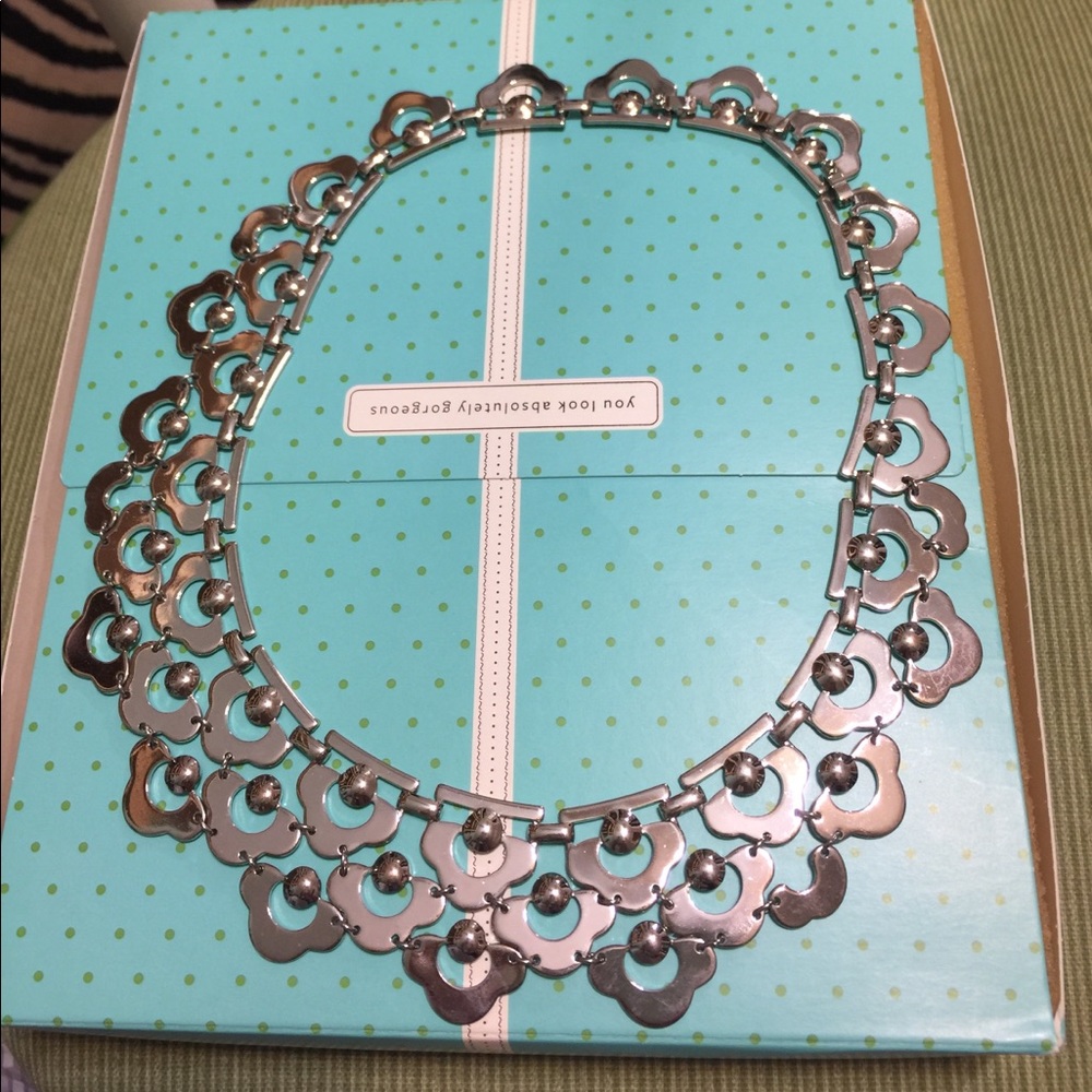 Stella & Dot Bib style Silver Necklace