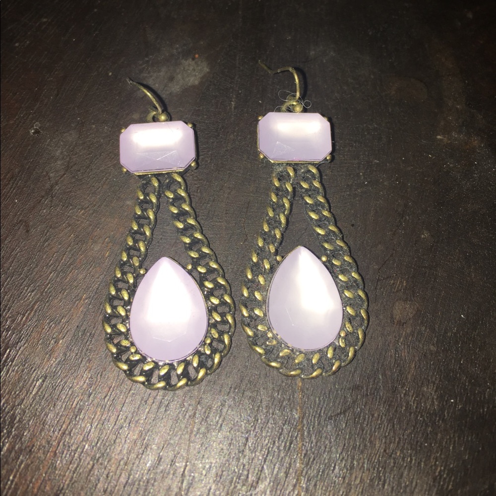 Tear drop purple stones earrings