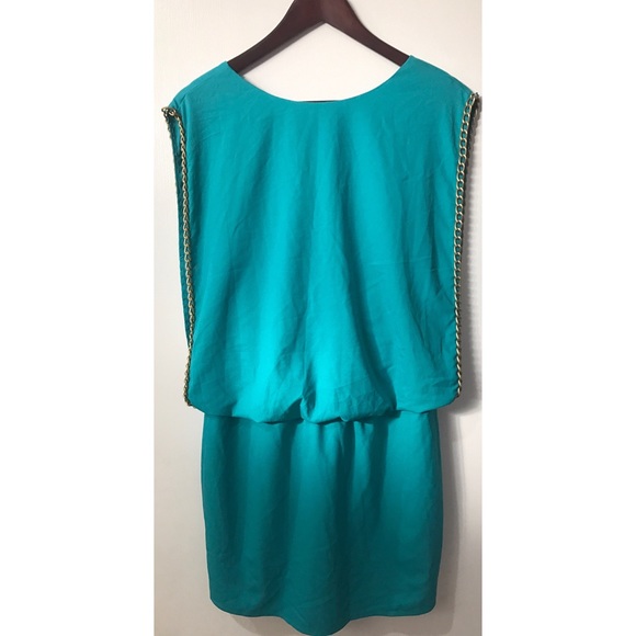 NWT Ark & Co aqua dress with bronze chain Small - Picture 2 of 5