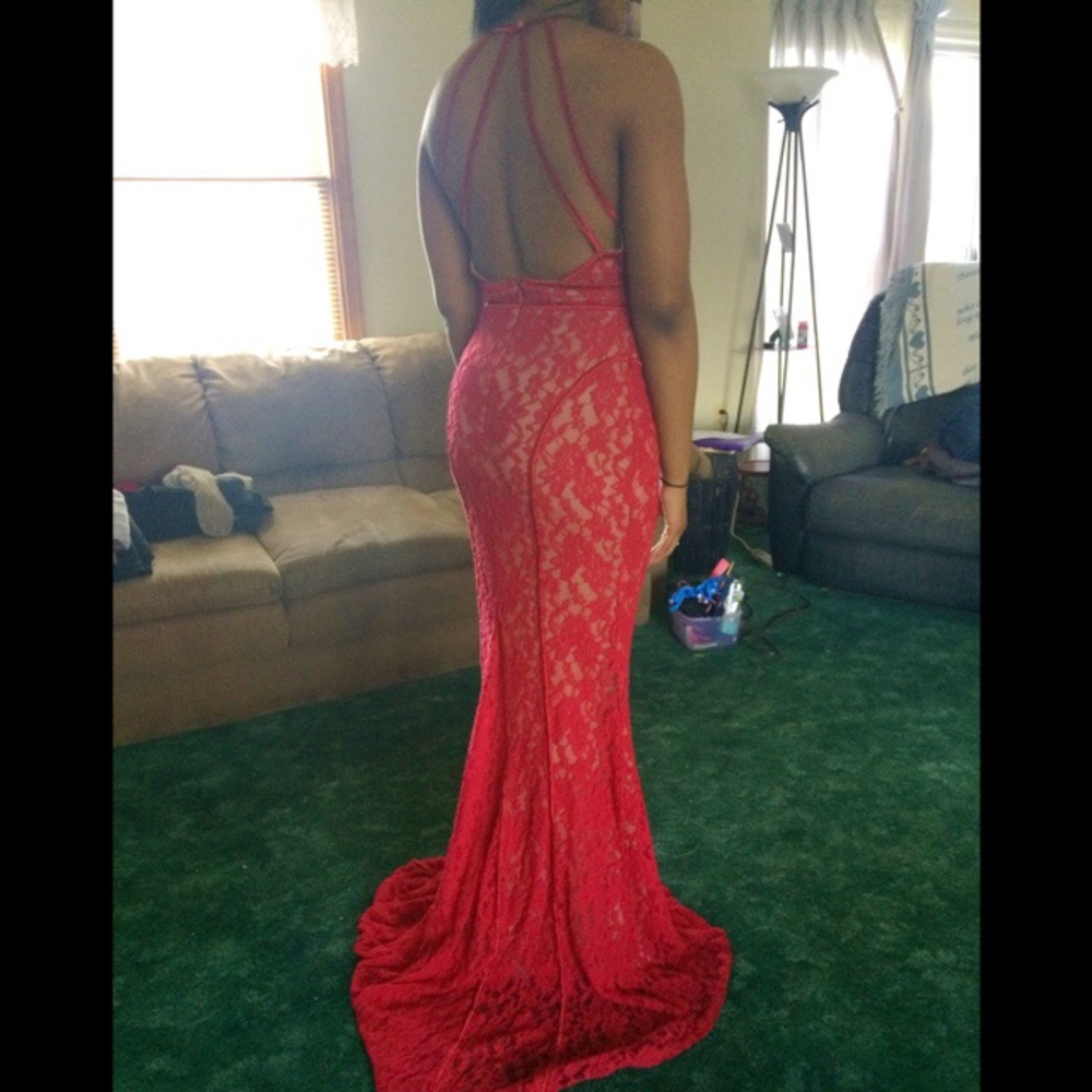 Red Lace Prom Dress