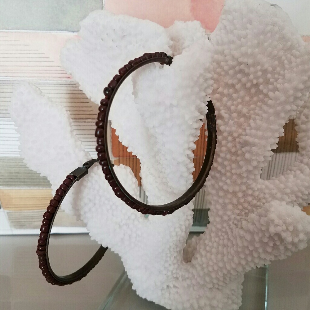 Forever 21 Large Brown Beaded Hoops