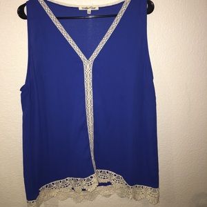 Wishful Park Royal Blue Crochet Detailed Blouse 💕