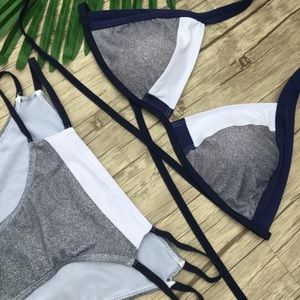 Blue Bikini Halter Strappy Swimsuit