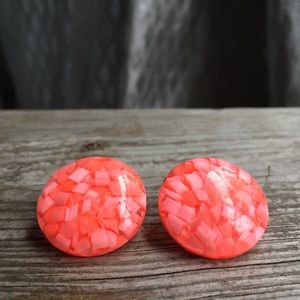 1960s Fluorescent Confetti Lucite Earrings