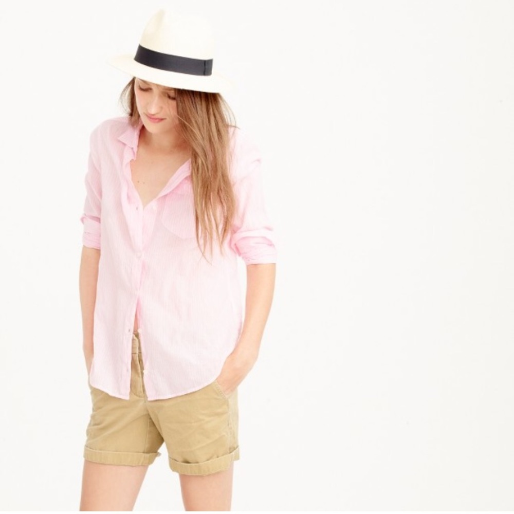 J. Crew Boy shirt in pink skinny stripe