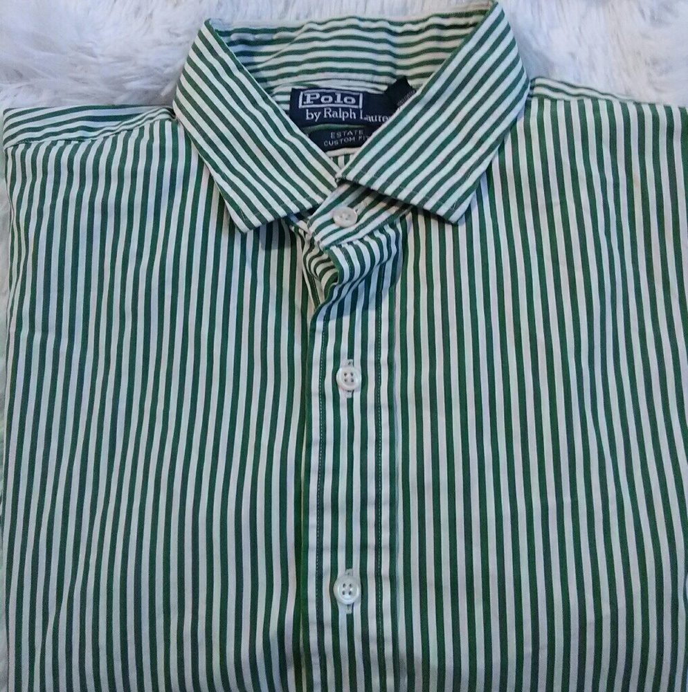 White and green striped Polo