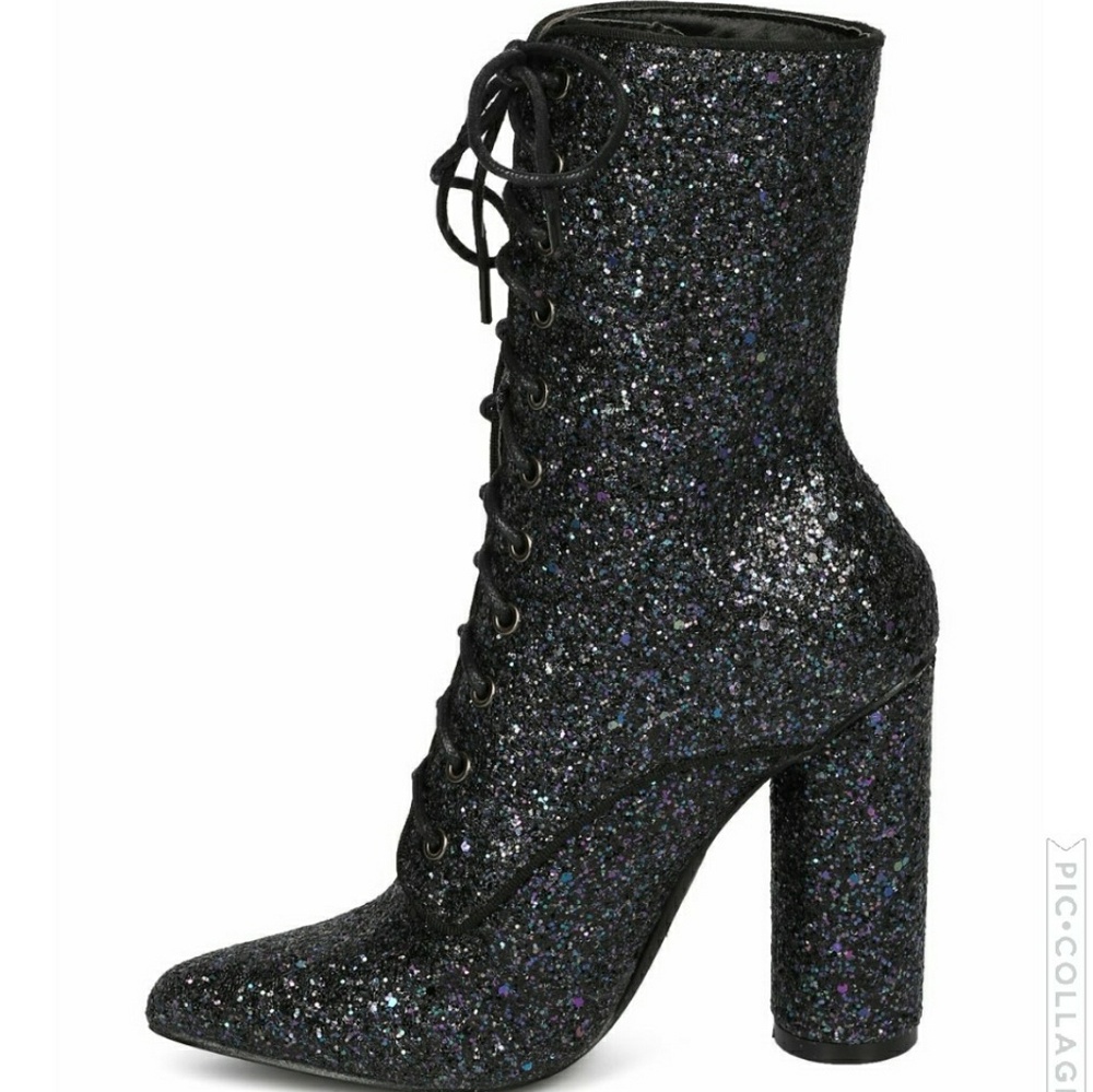 𝙇𝙖𝙨𝙩 6 & 9🖤Cult Sparkle Leatherette Boot - Picture 7 of 7