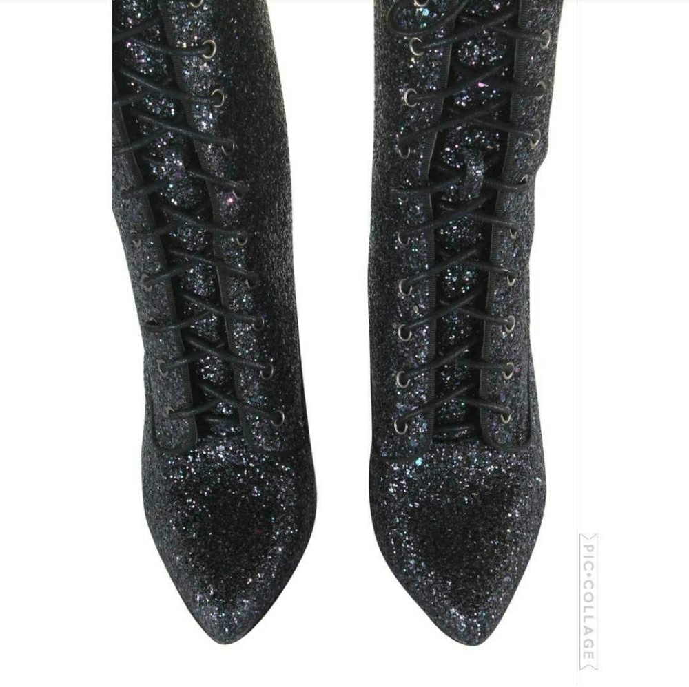 𝙇𝙖𝙨𝙩 6 & 9🖤Cult Sparkle Leatherette Boot - Picture 5 of 7