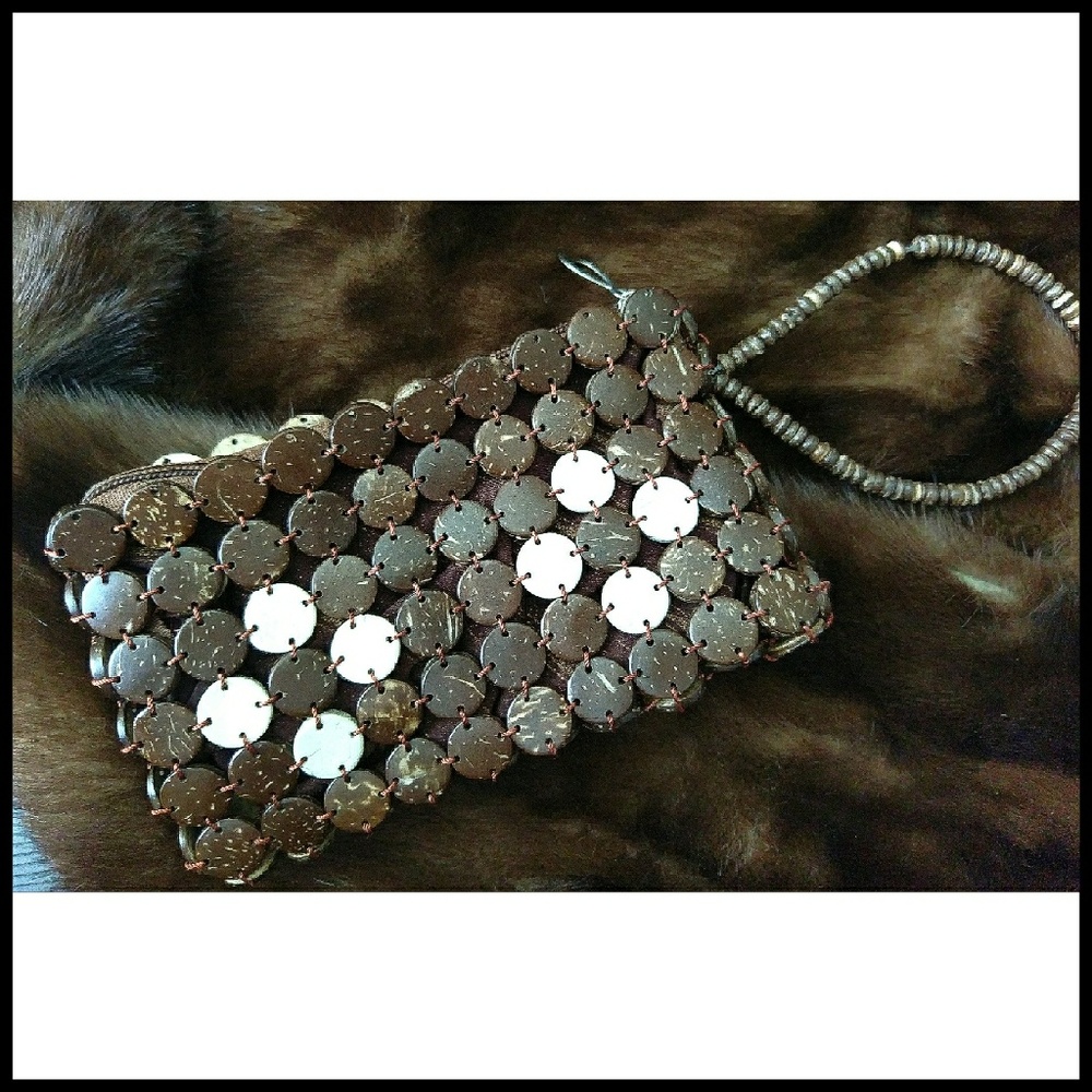 NWOT Wooden Disc Wristlet