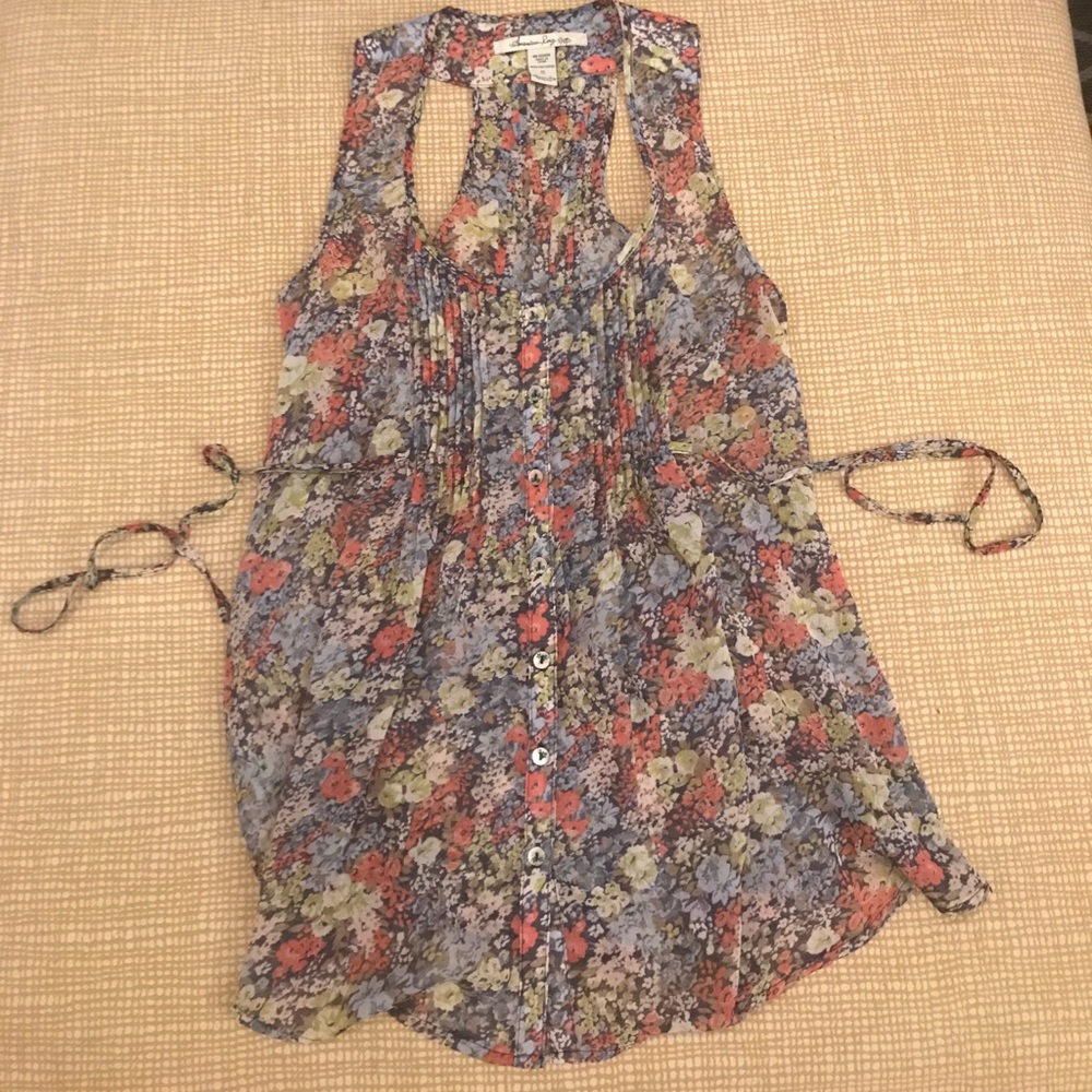 Floral Print Poly Chiffon tank
